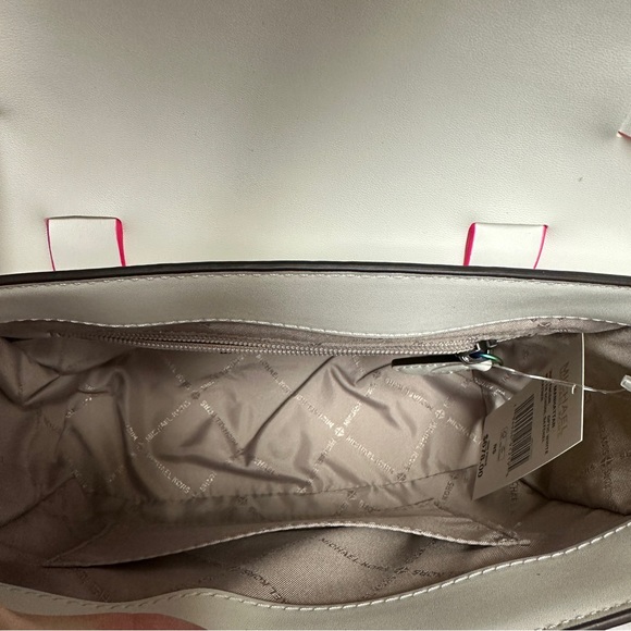 MICHAEL KORS Manhattan Medium Contrast-Trim Leather Satchel - Picture 10 of 13